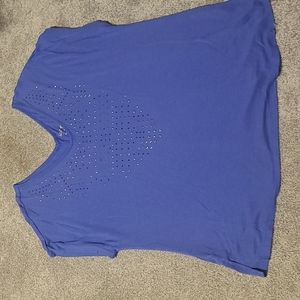 APT 9 Blue Scoop Neck Sequined Top